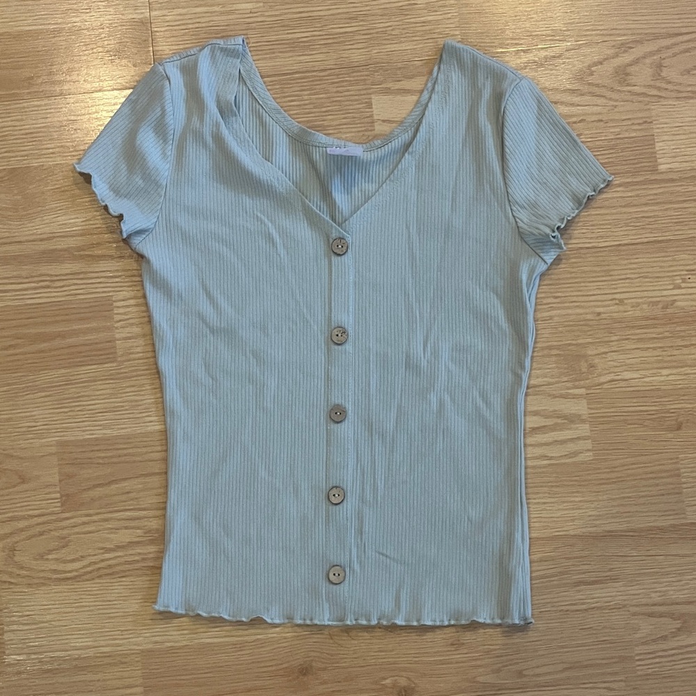 No Boundaries Sage Green Fake Button Down Shirt